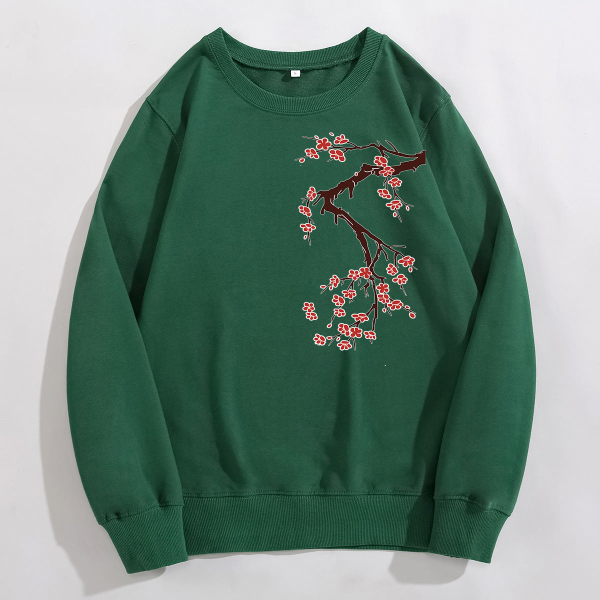 Colorful Cherry Blossom Long-Sleeve Loose Casual Top