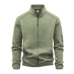 Zippered Pocket Long-sleeve Stand-collar Cardigan Sweatshirt