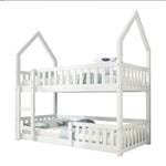 Bunk Bed, Twin Sleeper Bed With Ladder, Solid Wood Frame 3FT Single Bed, Gaming Bed, Castle-shaped Bed 90 X 190 Cm Children's Bed Room Furniture, Wooden Bed Frame For Kids Children White