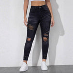 Ripped Slim-Fit Stretch Womens Jeans