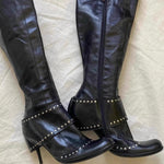 Studded Round-toe Fashion Over-the-knee Boots With A Thin Heel