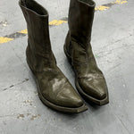 Men's Retro Dark Stitched Patchwork Square Toe Boots