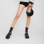 Summer Square-toe Woven Breathable Thick-soled Sandals With Back Zippers