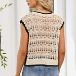 2026 Spring Summer New Hollow Out Cover Up, European American Daily Commute Knit Vest Waistcoat, Cross-Border Knit Top