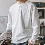 American-style Vintage Henley T-shirt For Men