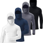 Mens Summer Fitness Apparel Tight-Fitting Quick-Drying Outdoor Hooded Sun-Protective Top