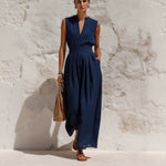 Sleeveless High-waisted Loose-fitting Wide-leg Pants Casual Jumpsuit For Women