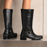 Plus-size Square-toe Bootie Denim Boots For Women