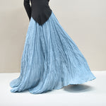 Ruffled Forest Girl Style Traditional Chinese Inspired Cotton Linen A Line Maxi Skirt
