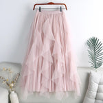 Elegant Mesh Patchwork And Calf-length Skirt