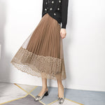 Double-sided Lace-panelled Pleated Skirt