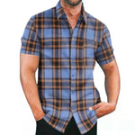 Casual Dyed-and-woven Plaid Mens Shirt