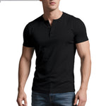 Mens Solid-Color Casual Crew-Neck Short-Sleeve