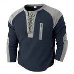 Mens Color-Block Long-Sleeve Sports Sweatshirt