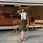 Design-forward High-waisted Slit Straight-leg Casual Midi Skirt