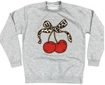 Leopard Print Bow Cherry Sweatshirt For Women