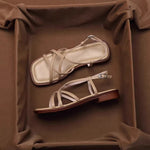 Retro-style Leather Open-toe Sandals With Crisscross Straps