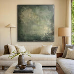 Large Geometric Abstract Painting Green Beige  Minimalist Wabi-Sabi Wall Art Green Canvas Wall Art Modern Green Wall Decor