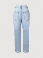 Fashionable Trendy Ripped Jeans Casual High-waisted Style