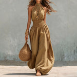 Stylish Sleeveless Halter Jumpsuit For Women