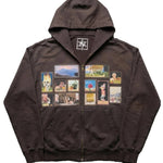 Printed Hooded Cardigan Zip-Up Sweatshirt