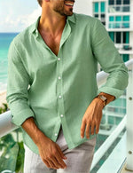 Mens Long-sleeve Lapel-button Shirt