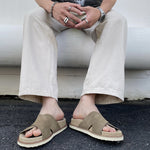 Glossy Cow Suede Summer Mens Genuine Leather
