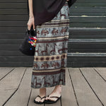 Ethnic-style Half-length Skirt With A Little Elephant Print