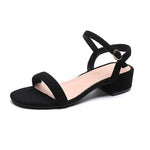Single-strap Chunky-heeled Mid-height Black Versatile Summer Sandals