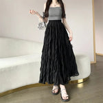 White Elastic-waist A-line Skirt