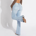 European And American-style Elastic Retro Flared Trendy Jeans For Women