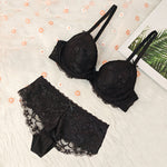 Women's Bra Set, Black Sexy Lace Push-up Bra