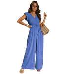 Womens Sleeveless Jumpsuit High-Waisted Lace-Up Wide-Leg Casual Pants