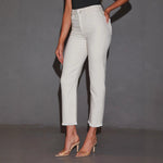 Plus-size Womens White Mid-rise Straight-leg Jeans