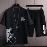 Summer Casual Set Mens Ultra-Thin Quick-Dry Ice Silk Short-Sleeve