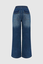 Non-elastic Elasticated Waist Wide Straight Pants