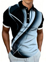 Mens 3D Digital-Print Sporty-Casual Geometric Short-Sleeve Shirt