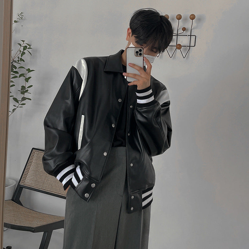 Han Fan GD G-Dragon Plankton Shuai Jacket Men's Spring Clothes Baseball Clothes Spell Color Pu Leather