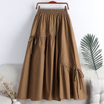 Irregularly Tied Mid-length Flared A-line Skirt