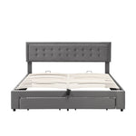 Upholstered Bed,Super King Size Bed-6ft180x200cm, Velvet Fabric, Double Bed, Large Storage Space,With Slats And Headboard,Without Mattress,Grey