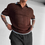 Mens Crew-neck Knitted Short-sleeve T-shirt Sweater