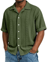 New Mens Jacquard Short-sleeve Shirt