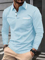 Mens Business-Casual Long-Sleeve Polo Shirt