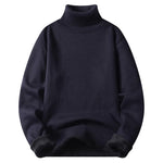 New Solid Black Knitted Mens Fleece-lined Base Layer