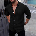 Long-sleeve Lapel Breathable Linen Shirt