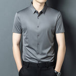Men's Solid Color Button Short-sleeved Shirt Top
