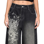 Straight-leg Washed Distressed Casual Jeans