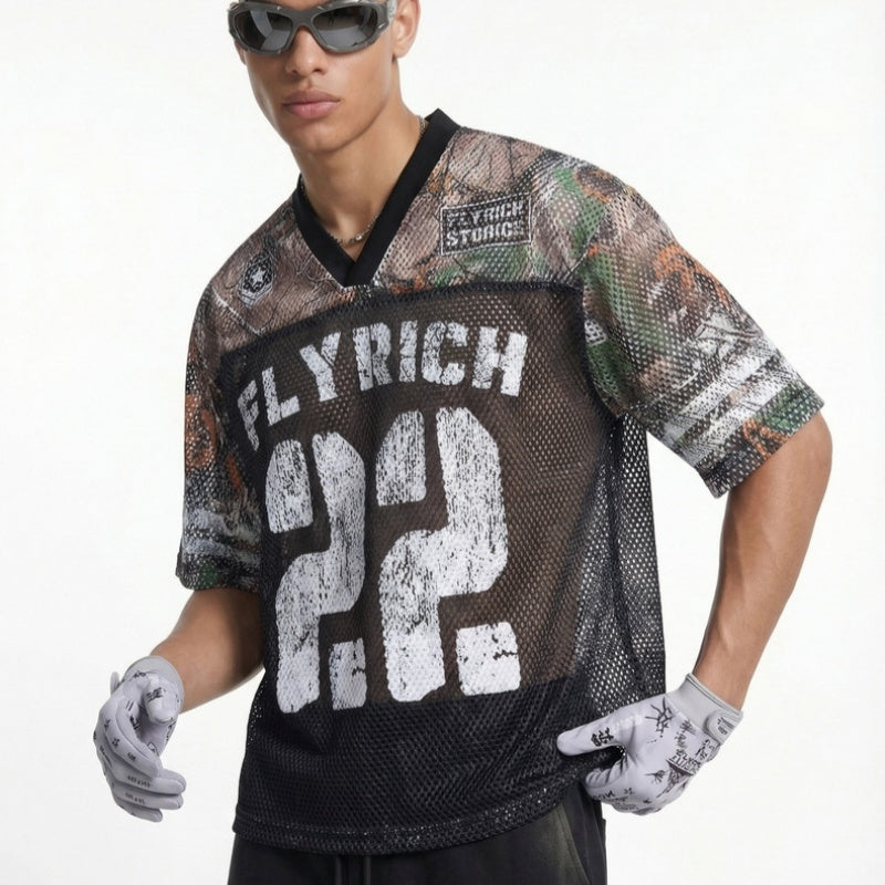 SpringSummer American-style Street-Chic Hollowed-Out Breathable T-Shirt