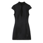 Summer New Silk-satin-feel Slit Mini Dress