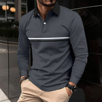 Button-down Long-sleeve Mens Sports Polo Shirt